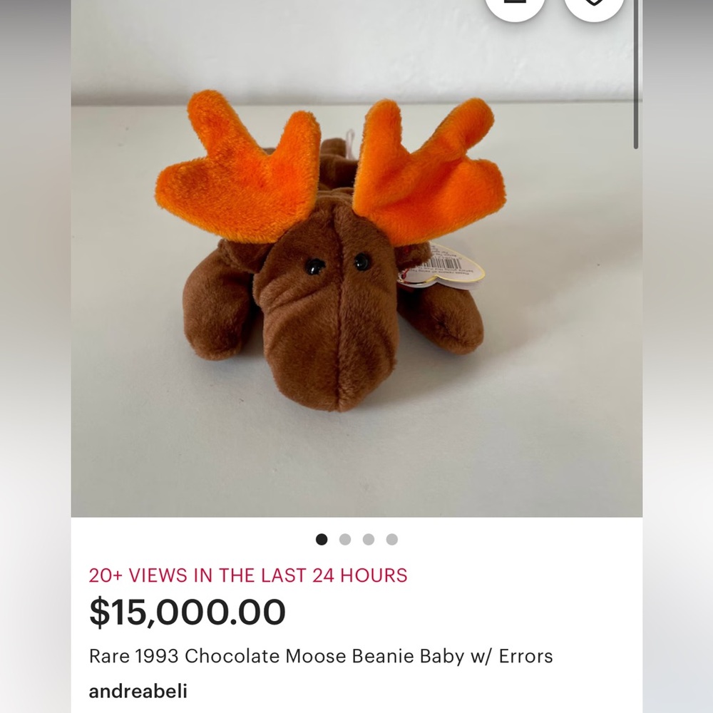 TY BEANIE BABY Chocolate Moose 1993 MULTIPLE TAG ERRORS Very RARE--Korean